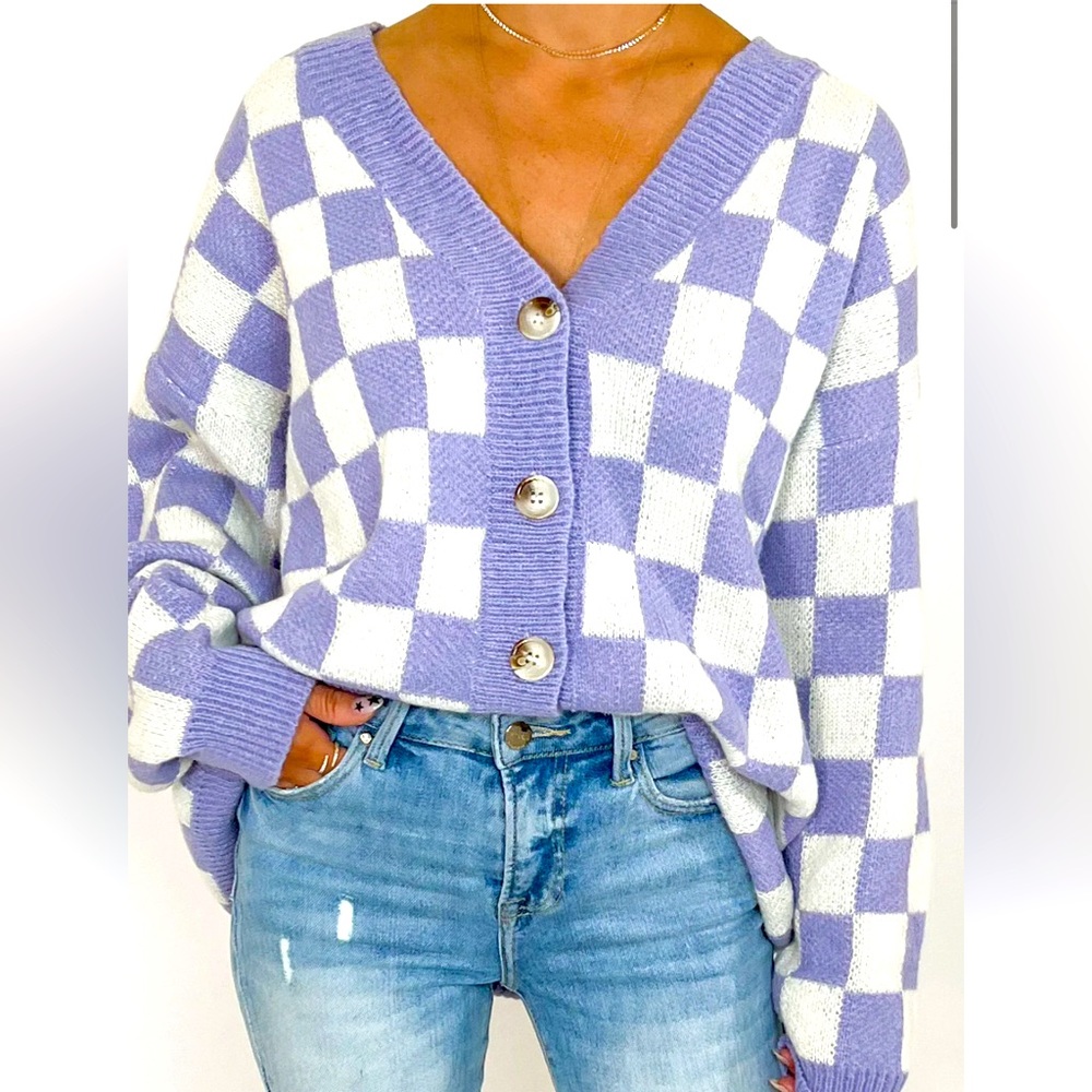 Oversized Checkered Sweater